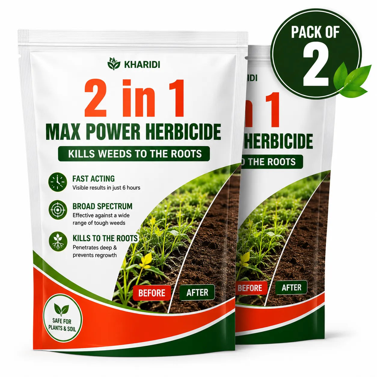 Weed Killer Herbicide (Pack of 2) - Fast Acting Root Control Formula