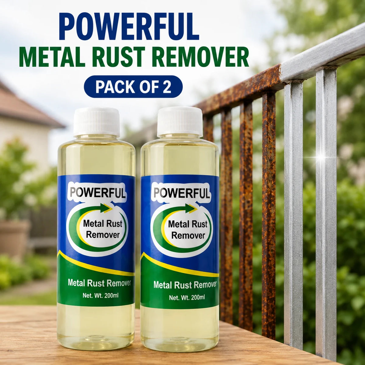 (Pack of 2) Metal Rust Remover Rust Removal Cleaner – High-Efficiency Chemical Rust Remover for Steel, Iron & Bike