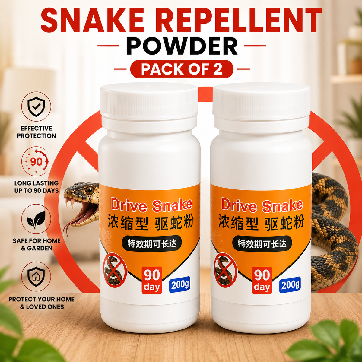 (Pack of 2) Snake Repellent Powder Snake Deterrent – High-Strength Snake Shield Powder for House & Garden Protection