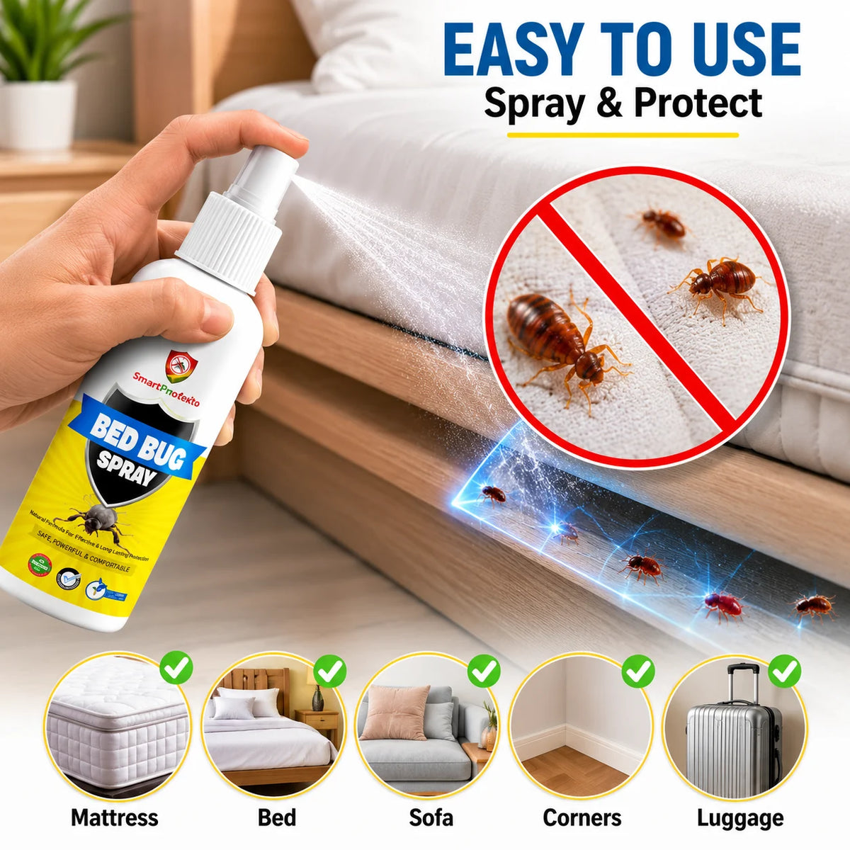 (Pack of 2) Bed Bug Spray Bed Bug Killer Spray – High-Efficiency Bug Spray for Mattress, Bedding & Furniture