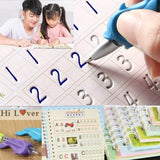Sank Magic Practice Copybook, (4 BOOK + 10 REFILL+ 1 Pen +1 Grip) Number Tracing Book for Preschoolers with Pen, Magic Calligraphy Copybook Set